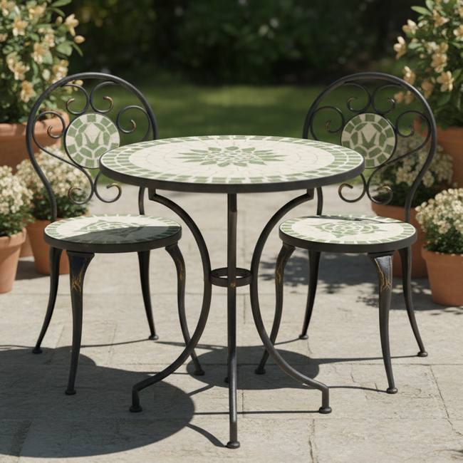 Cast Aluminum Bistro Set - two-seat ornate bistro set